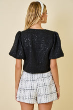 Black Tweed Bow Crop Top