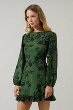 Olive Floral Ruffle Dress