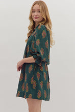 Hunter Green Floral Print Dress