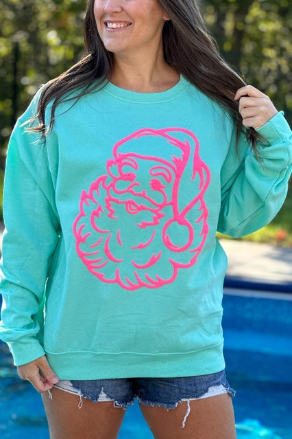 Kids Neon Santa Puff Sweatshirt