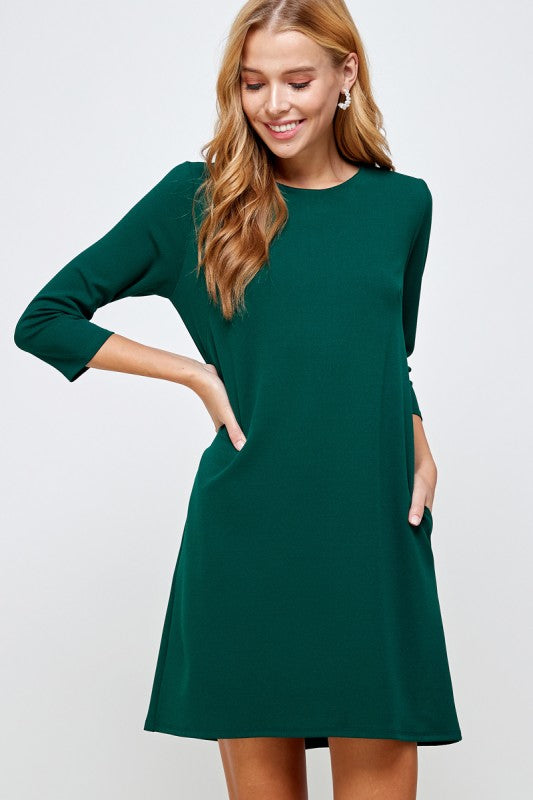 Hunter Green Shift Dress