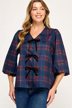 Navy Plaid Top