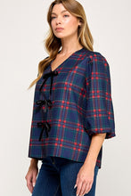 Navy Plaid Top