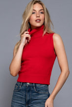 Red Sleeveless Turtleneck Sweater