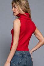 Red Sleeveless Turtleneck Sweater