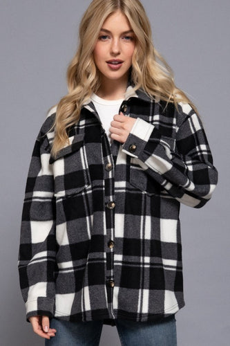 Black Checkered Fleece Shacket