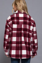 Burgundy Checkered Fleece Shacket