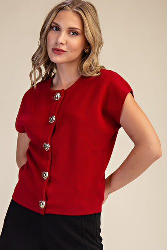 Red Button Down Top