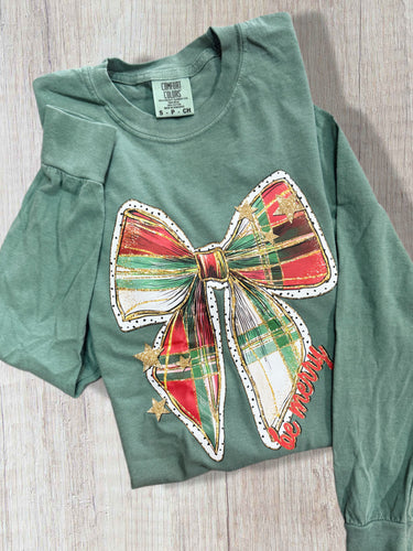 Be Merry Plaid Coquette Long Sleeve Tee