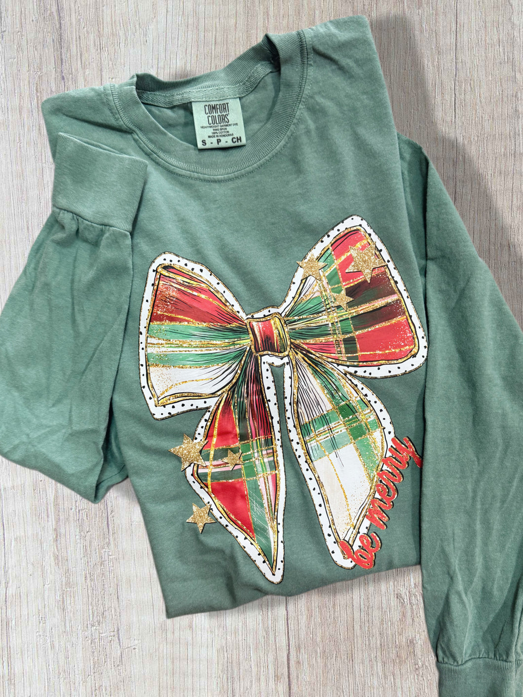 Be Merry Plaid Coquette Long Sleeve Tee