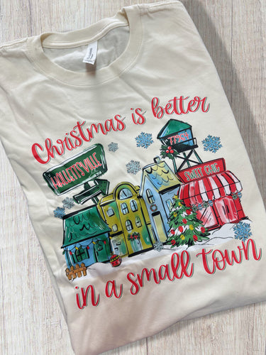 Red Christmas In A Small Town Long Sleeve Tee