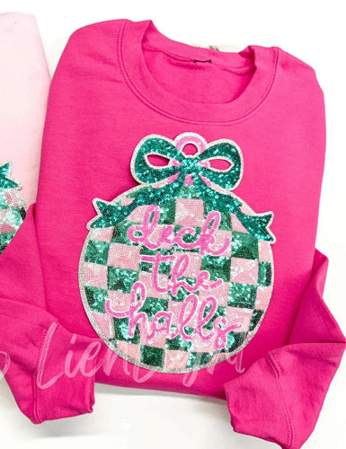 Hot Pink Sequin Deck The Halls Sweatshirt