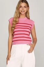Pink & Red Striped Sleeveless Sweater