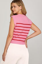 Pink & Red Striped Sleeveless Sweater