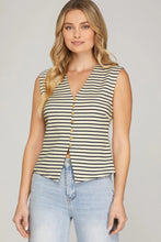 Navy Stripe Sleeveless Vest