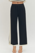 Black Contrast Side Hem Pants