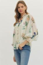 Cream Floral Button Top
