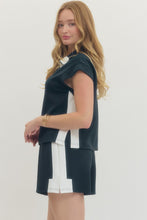 Navy Contrast Zip Top