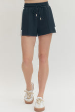 Navy Contrast Side Hem Shorts