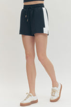 Navy Contrast Side Hem Shorts