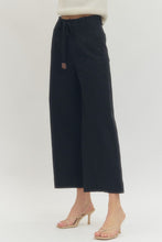 Black Drawstring Wide Leg Pants