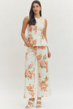 Ivory Floral Wide Leg Pants