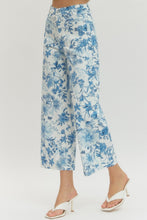 Blue Floral Wide Leg Pants