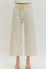 Ivory Drawstring Wide Leg Pants