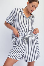 Navy Stripe Linen Shorts