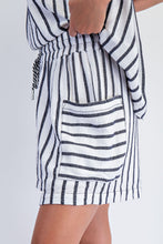 Navy Stripe Linen Shorts