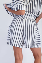 Navy Stripe Linen Shorts
