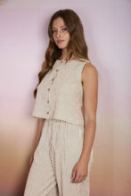 Mocha Stripe Button Top