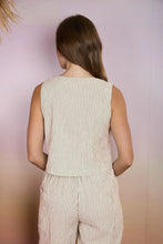 Mocha Stripe Button Top