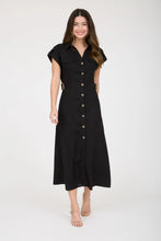 Black Linen Midi Dress