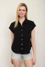 Black Collared Button Down Top