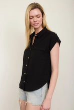 Black Collared Button Down Top