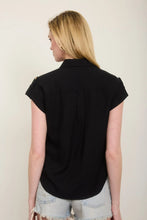 Black Collared Button Down Top
