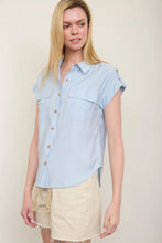 Light Blue Collared Button Down Top