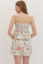 Beach Print Peplum Top