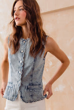 Washed Scalloped Denim Vest
