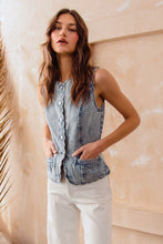 Washed Scalloped Denim Vest