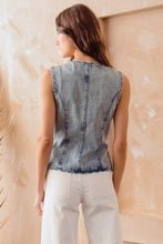 Washed Scalloped Denim Vest