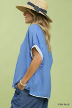 Light Blue Contrast Trim Top