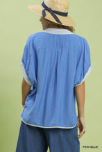 Light Blue Contrast Trim Top