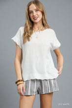 Ivory Scallop Hem Linen Top
