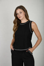 Black Contrast Stitch Top