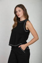 Black Contrast Stitch Top