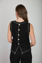 Black Contrast Stitch Top