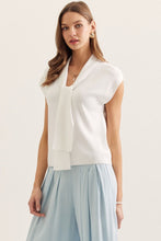 Ivory Tie Neck Sleeveless Top