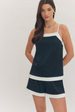 Navy Contrast Sleeveless Top
